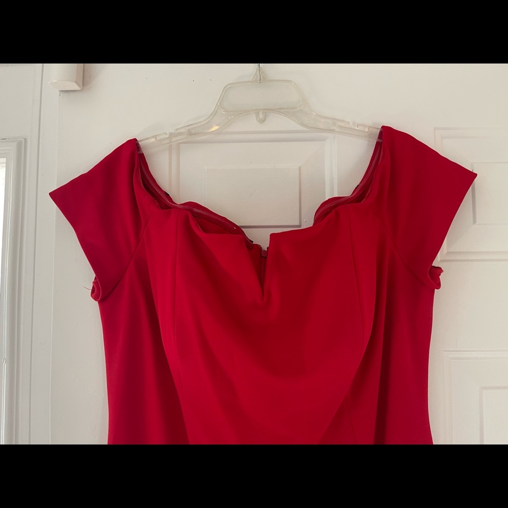 Red maxi dress off the shoulder